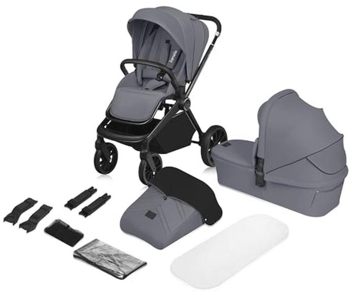 2-in-1 Kinderwagen Set met Reiswieg en Buggy - All-Terrain Wielen, Verstelbare Rugleuning en Zonnekap