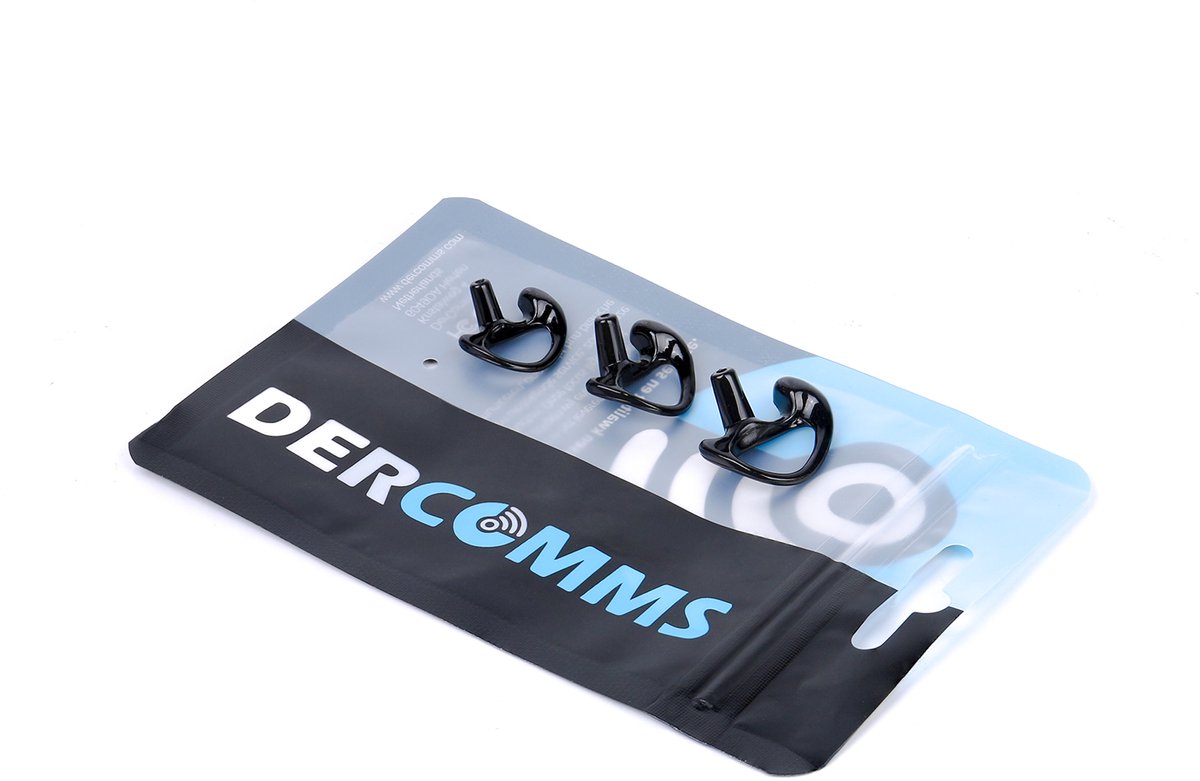 DerComms® Eartips voor oa. Kenwood, Motorola, Baofeng, Icom, Midland, Sepura, Hytera Portofoons - Rechter oor dopjes zwart