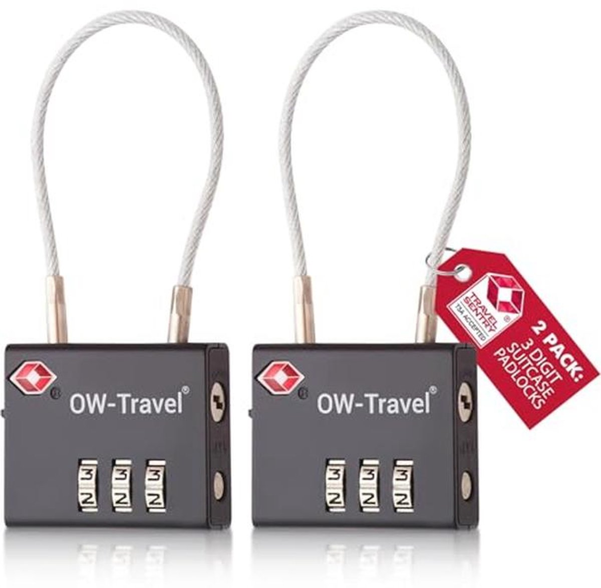 TSA Reis Sloten | Kabelslot met Cijfers | Luchtvaartgoedkeuring | Luggage Lock 3 Cijfers