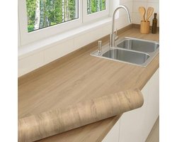 Zelfklevende Houtfolie - Decoratieve Meubelrenovatie in Medium Eiken voor Keuken, Deuren en Kasten