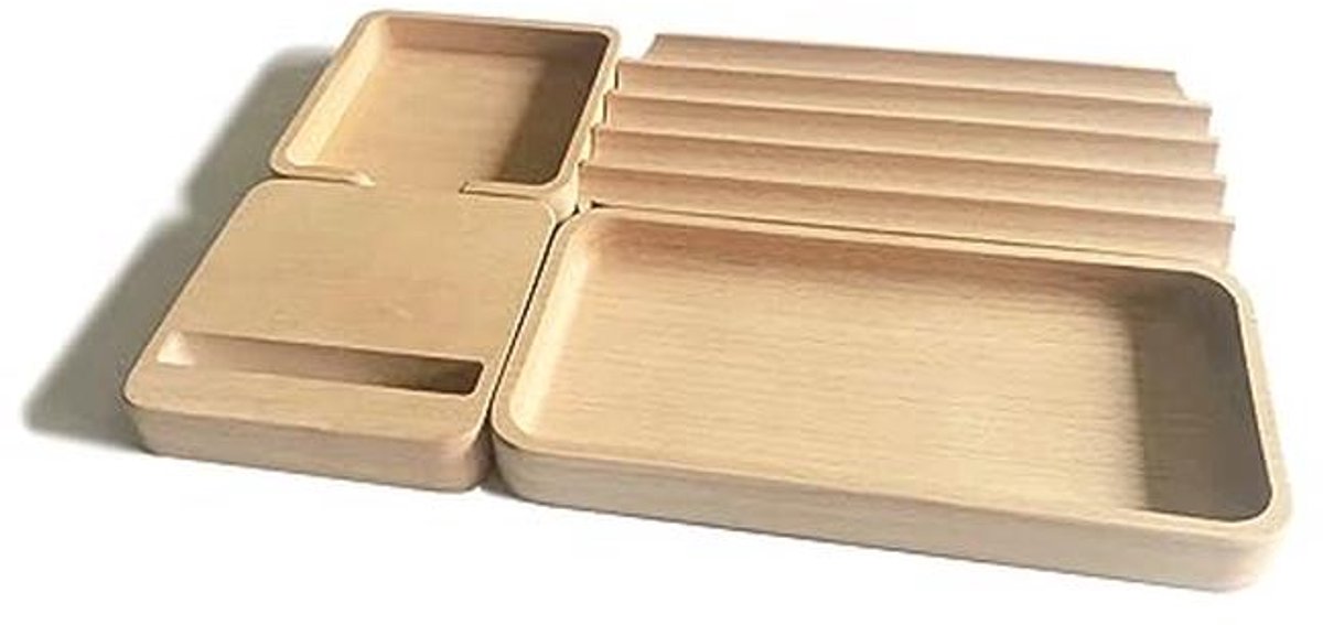 Houten Puzzle Desk Organizer Set van 4 - Multifunctioneel en Ruimtebesparend