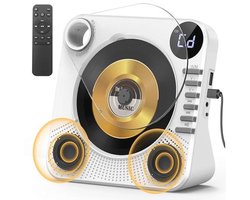Greadio Draagbare cd-speler met bluetooth 5.1, kindercd-speler met luidspreker, afstandsbediening, hifi-geluid, stofbescherming, AUX/USB-weergave, draagbare cd-speler voor thuis (wit)