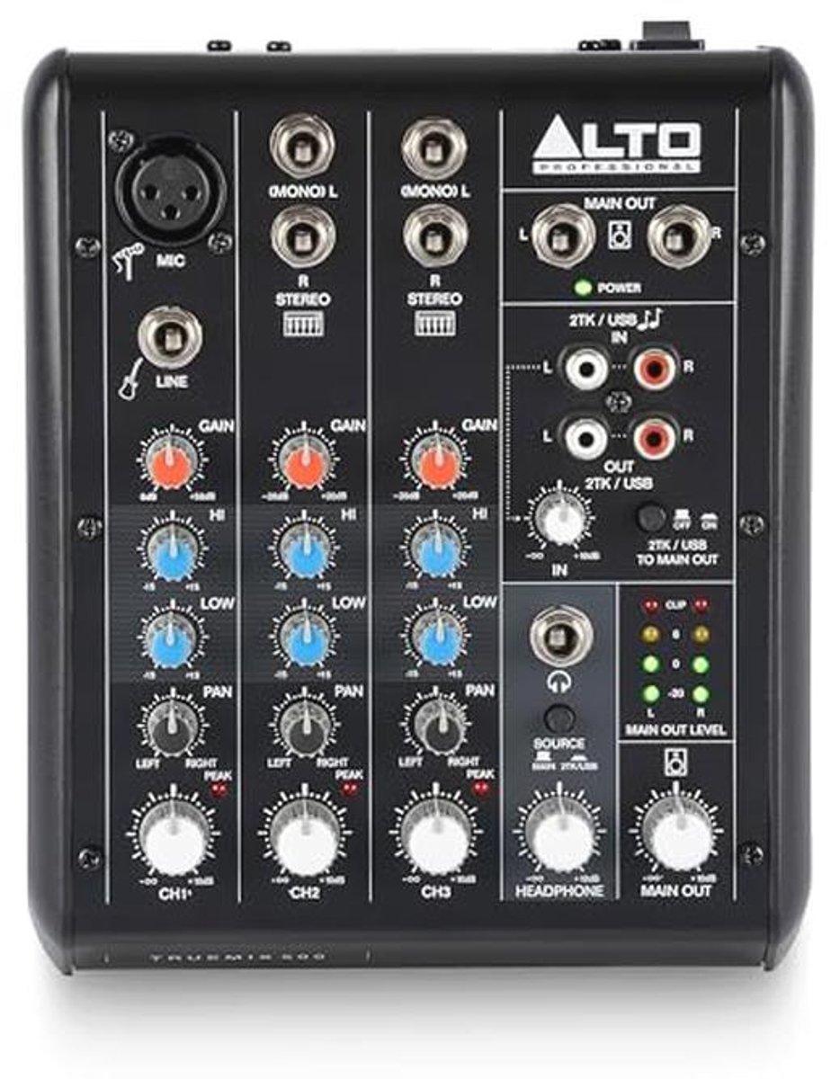 Compacte Audiomixer met USB-interface voor Podcasting, Livestreaming en Opnamen
