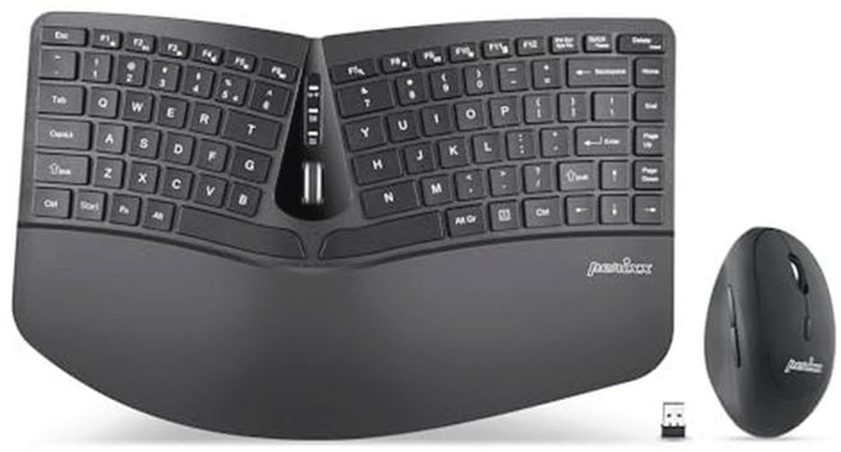 Draadloos Mini Ergonomisch Toetsenbord met Verticale Muisklik - Verstelbare Palmsteun - Membrane Toetsen - US