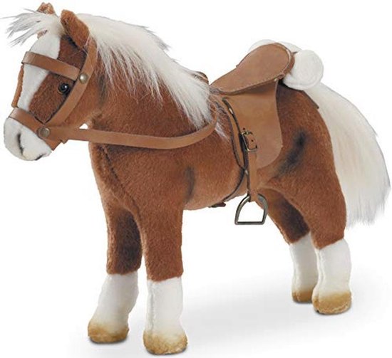 Pluchen Paard met Zadel en Hoofdstel voor Poppen - 24 cm Hoog Pluchen Paard met Zadel en Hoofdstel voor Poppen - 24 cm Hoog