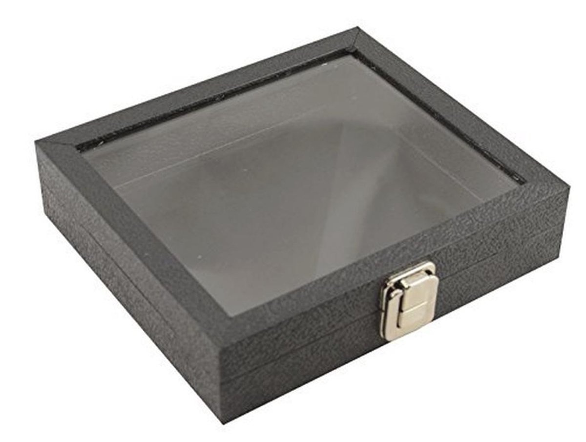 Luxe Houten Display Box met Glazen Deksel - Reisshow Organizer