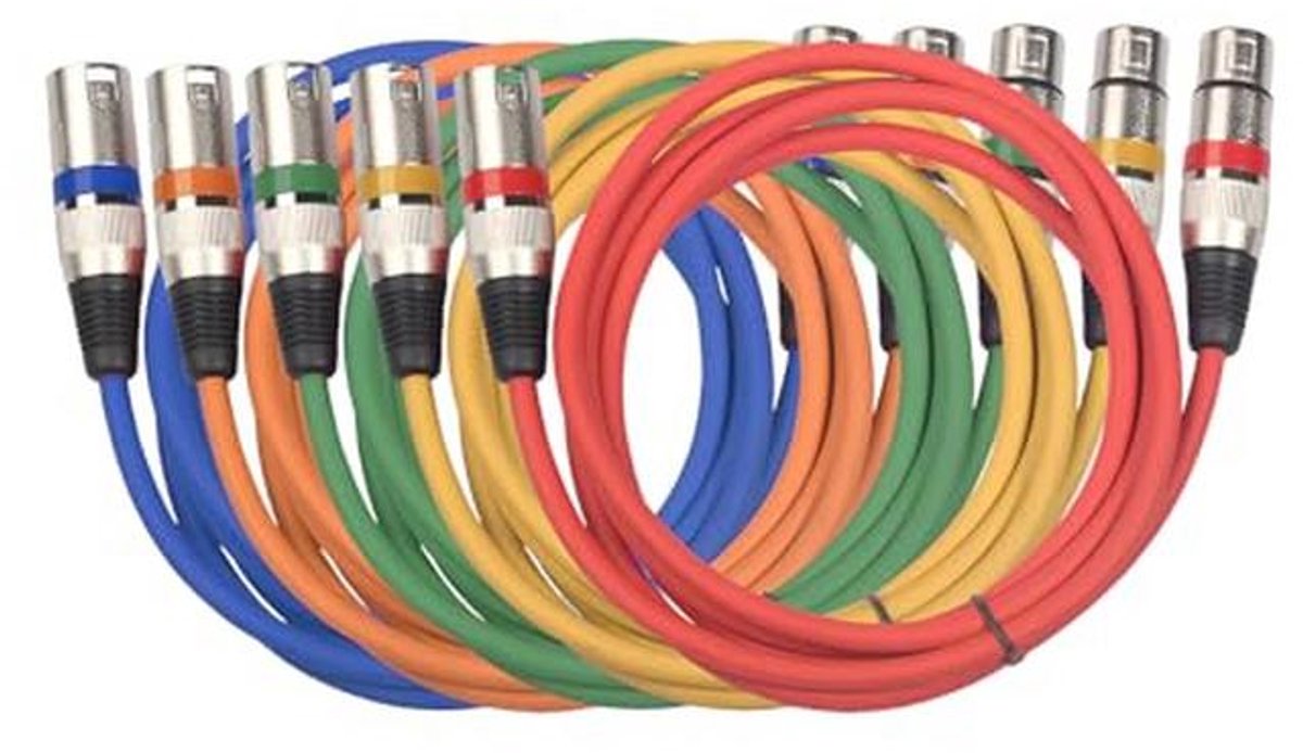 XLR Microfoonkabel 5 stuks - 5 m 3-pins DMX microfoonkabel