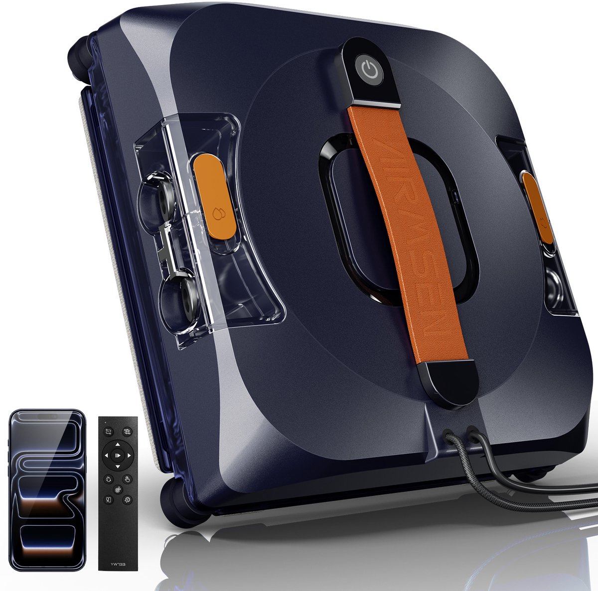 AIRMSEN Mini Raamreinigingsrobot - Robot Ramenwasser - 6000Pa - 4 Sproeikoppen - Tweezijdige Automatische Spray - Bluetooth & App Bediening - 110ml - Dubbele Watertank - Geschikt voor Hoge Ramen