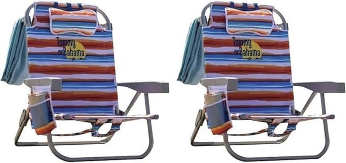 Luxe Strandstoel Rugzak Set van 2 - Lichtgewicht Aluminium en 5 Posities