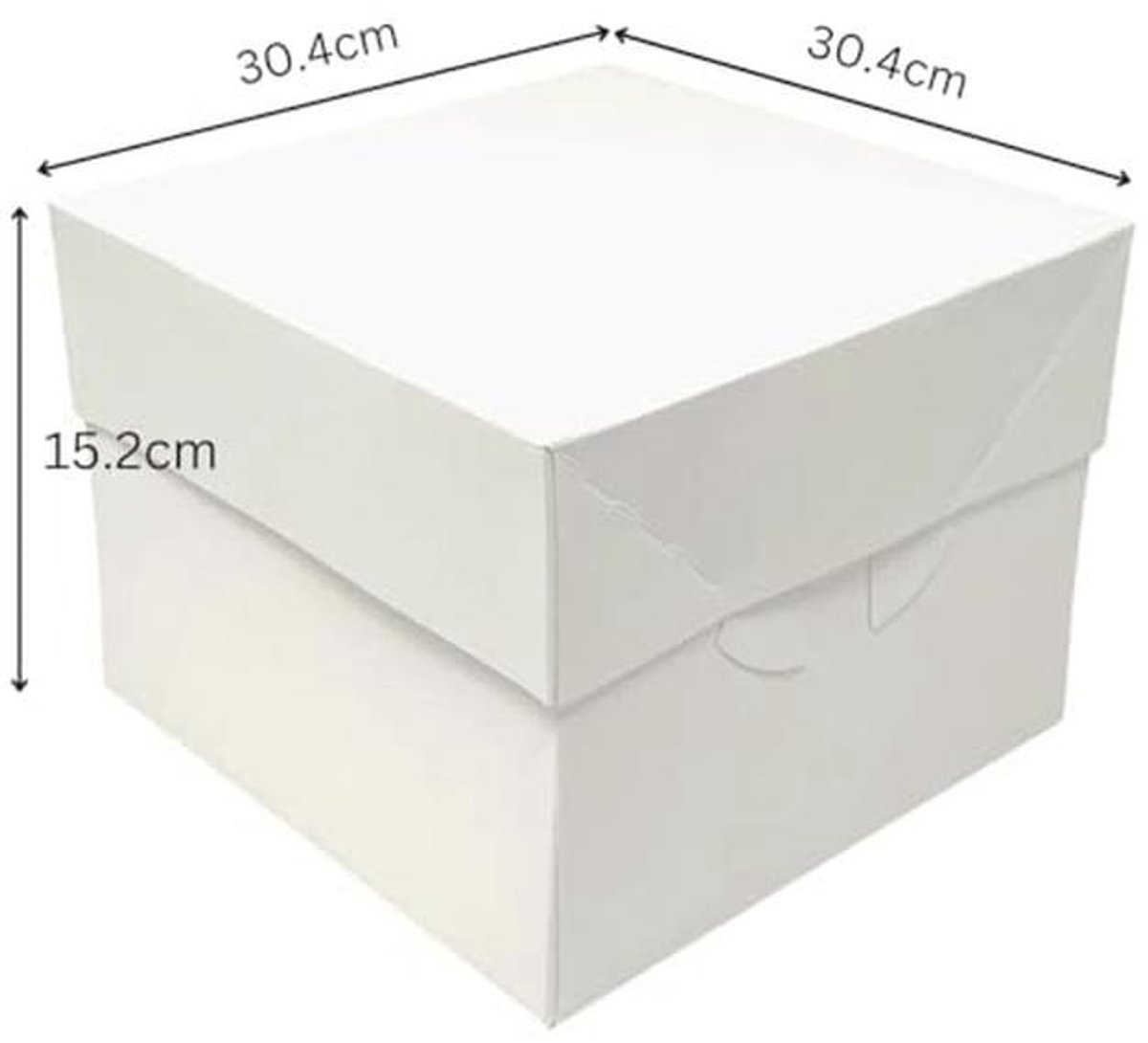 Witte Taarttransportdozen - Set van 10 Dozen met Deksels (30,4 x 30,4 x 15,2 cm)