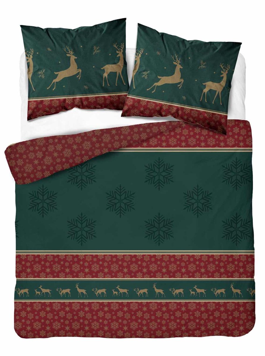 Kerst Dekbedovertrek 220x200cm Winter Kerstmis Christmas X-Mas Katoen GroteKussensloop 70x80cm