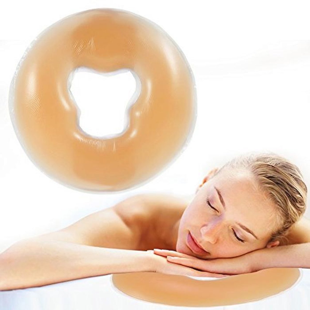 Silicone Pillow Soft Massage Face Relaxing Pillow Headrest,SPA Beauty Salon Skin Care Soft Overlay Face Relaxed Weight Pillow Pad Salon Care Pillow Silicone Face Relaxed Head Crib Pillow (Beige)