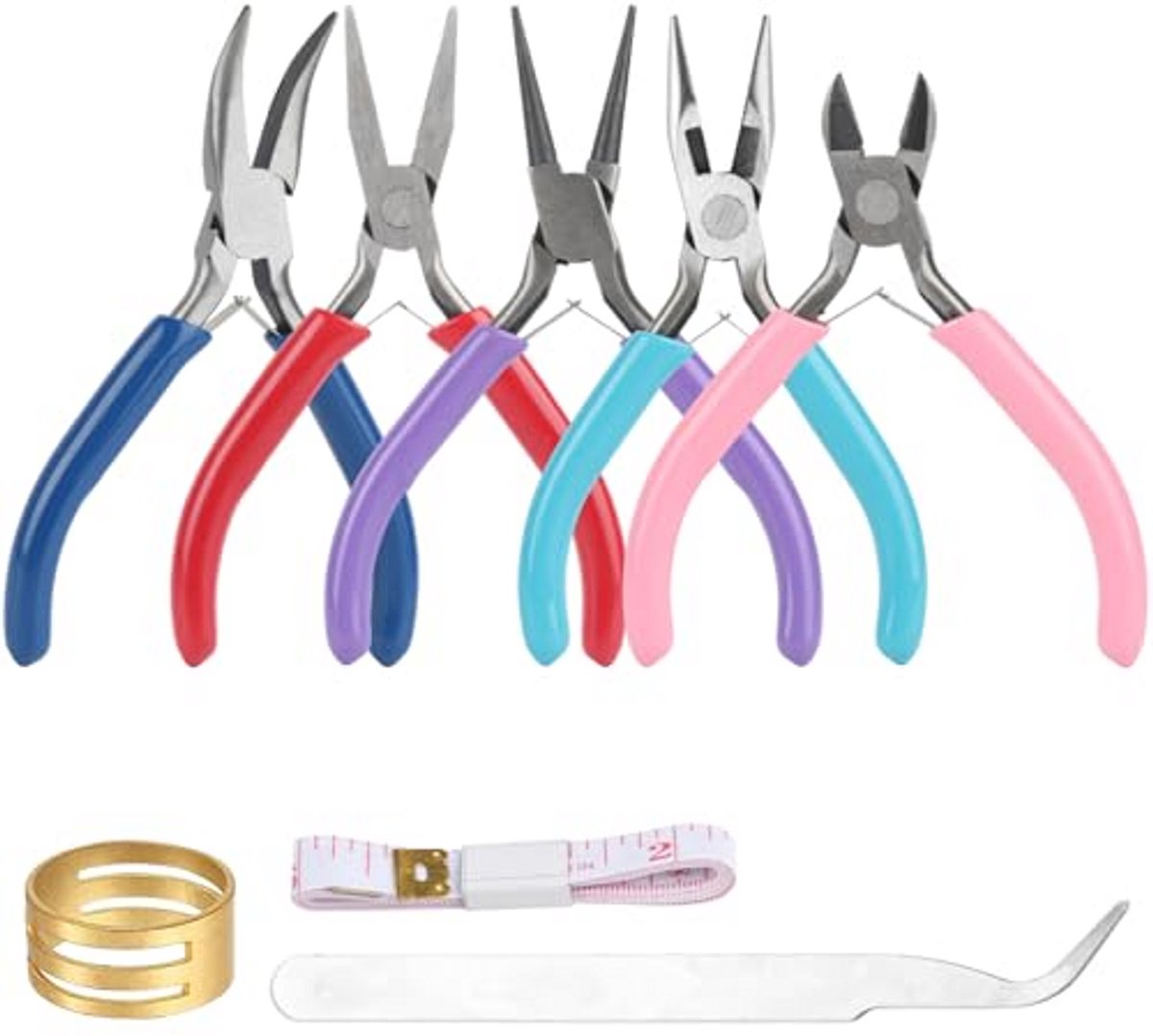 5-delige sieradentangenset voor het maken van sieraden, tangenset met ronde en platte tangen, ideaal voor sieradenreparatie en knutselen