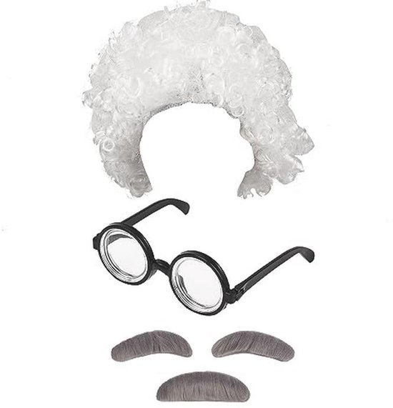 VIKSAUN Ensemble Costume Hippie – Perruque Afro, Lunettes Funky, Collier Paix, Moustache Auto-Adhésive – Années 70