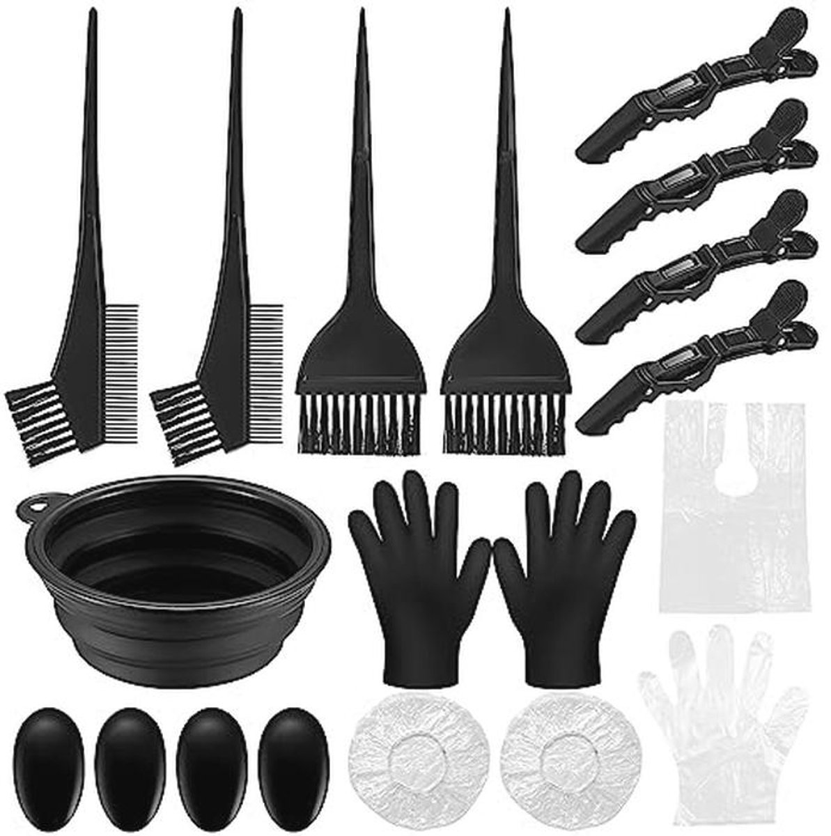 Haarverfkwastenset 18 stuks - Compleet haarverfaccessoires voor salon en thuisgebruik