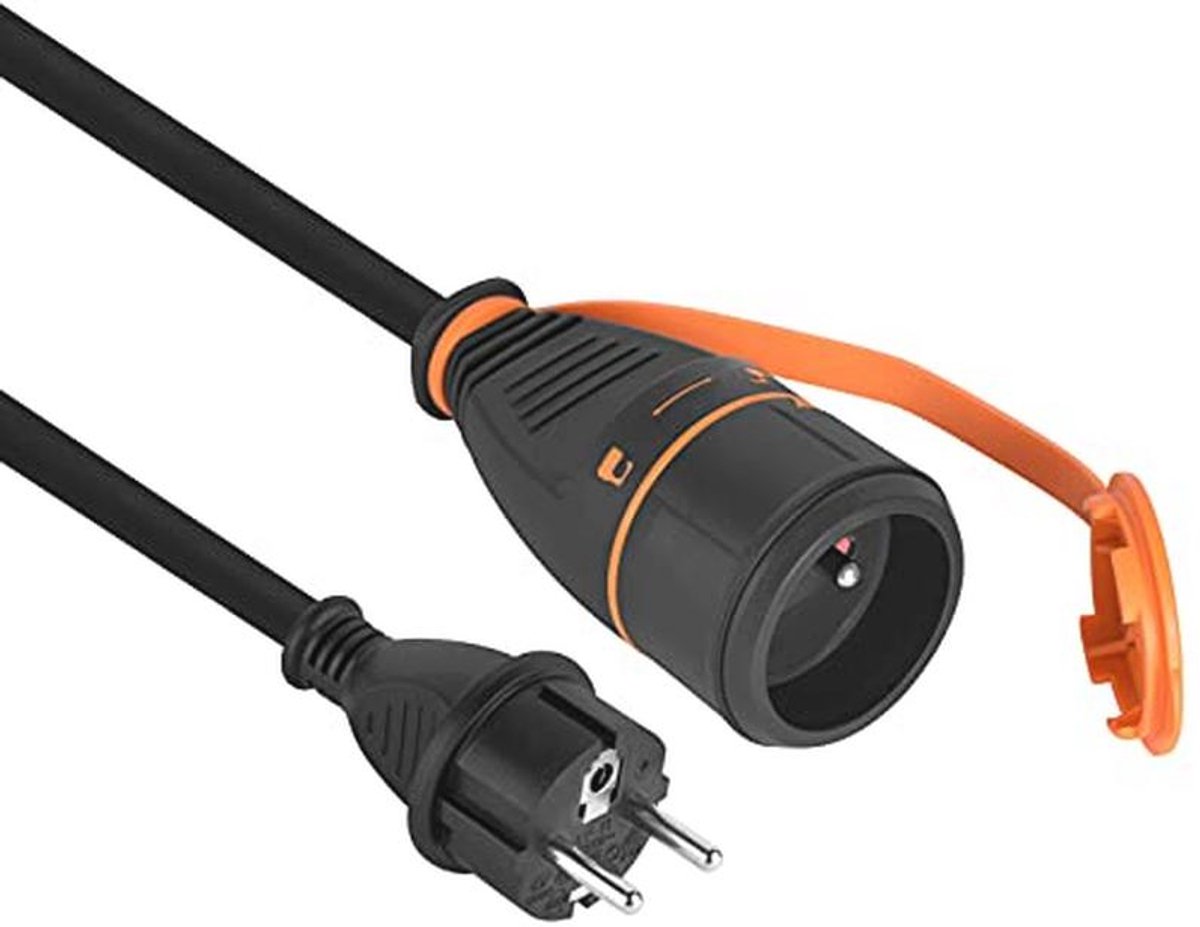 Verlengkabel IP44 - 10 m, rubber, met vergrendelingssysteem voor veilige verbinding