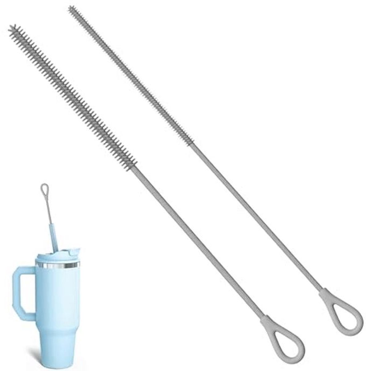 Herbruikbare silicone reinigingsborstels voor rietjes - 2 stuks