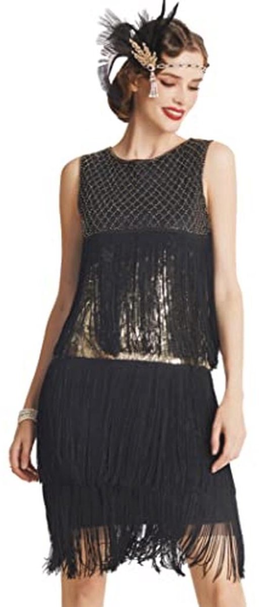 Charleston-jurk voor dames - Jaren 20 flapper cocktailjurk - Perfect voor Gatsby-thema feest