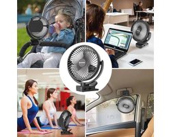 Oplaadbare 10000 mAh Clip-on Ventilator met Afstandsbediening en LED-verlichting