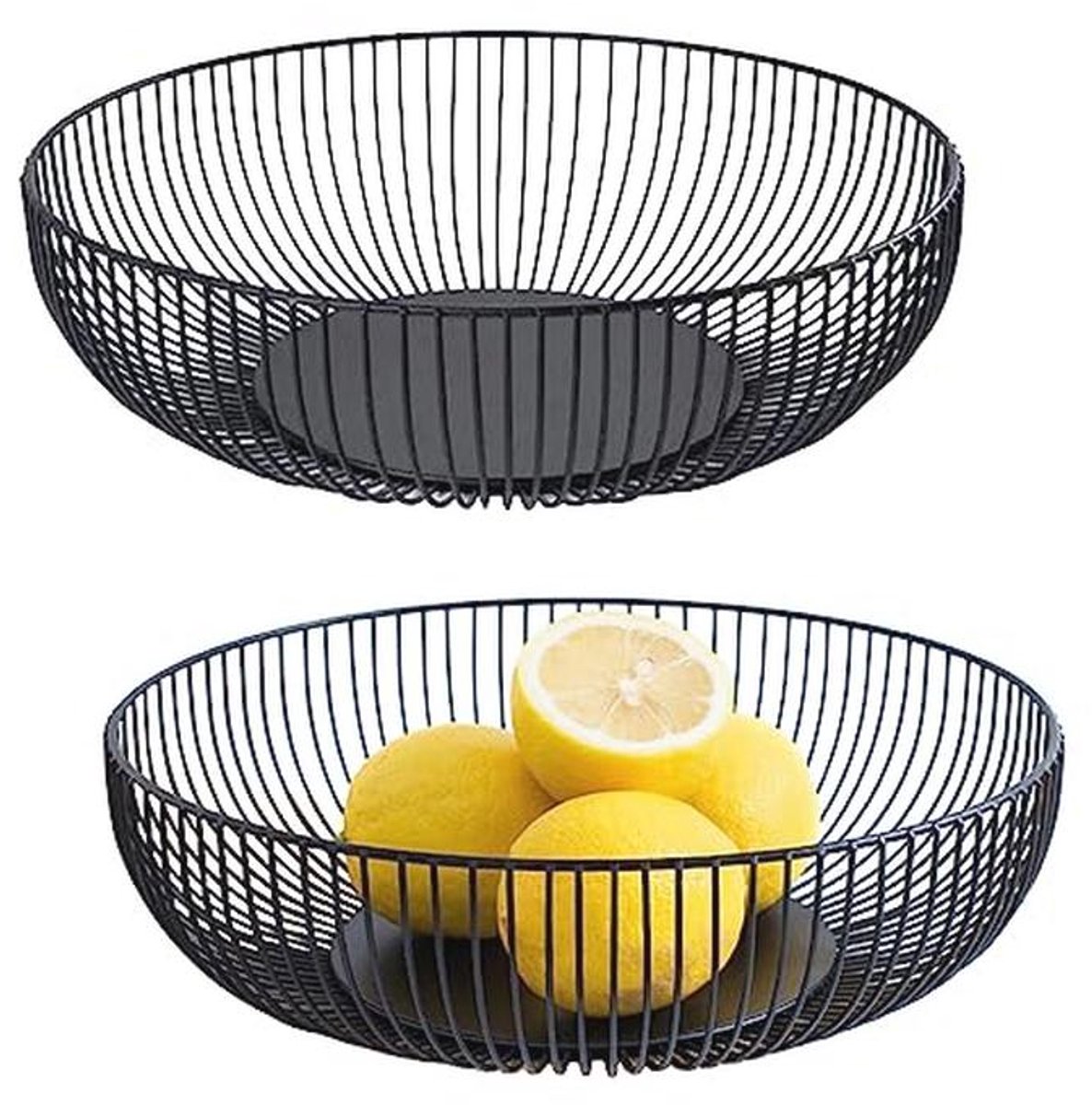 Zwarte Metalen Fruitmanden - Modern en Rond Design (28 cm x 8 cm)