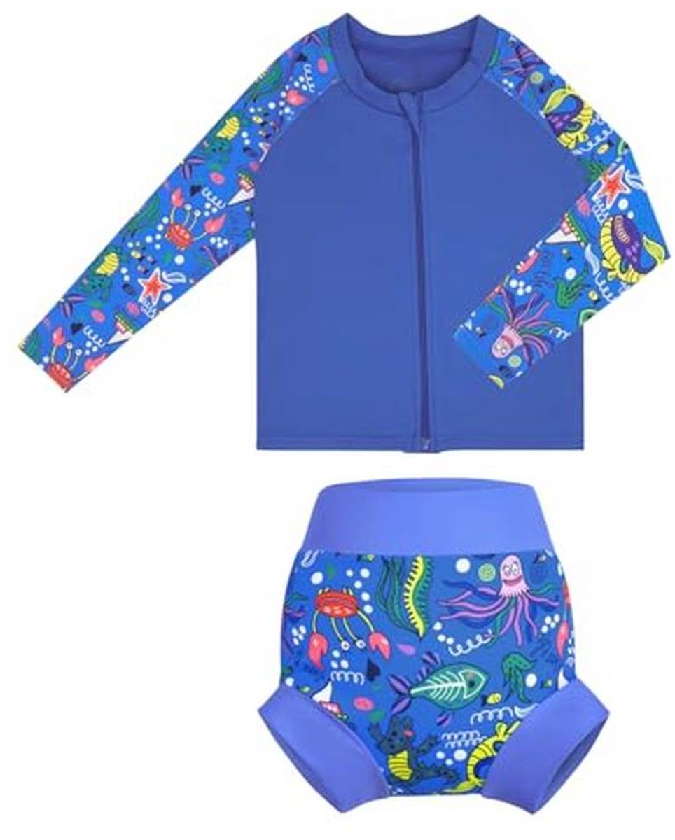 Tweedelige Badset voor Baby's met UV-bescherming - Rash Guard Badpak en Zwemluiers voor Jongens en Meisjes