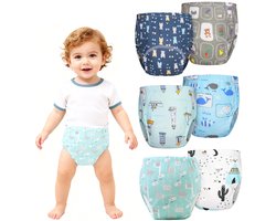 6-pack baby-trainingsbroekjes - Trainingsbroekjes voor baby's - Ademende katoenen luiers voor kinderen - Wasbaar - Herbruikbaar - Geschikt voor jongens en meisjes - Maat 110