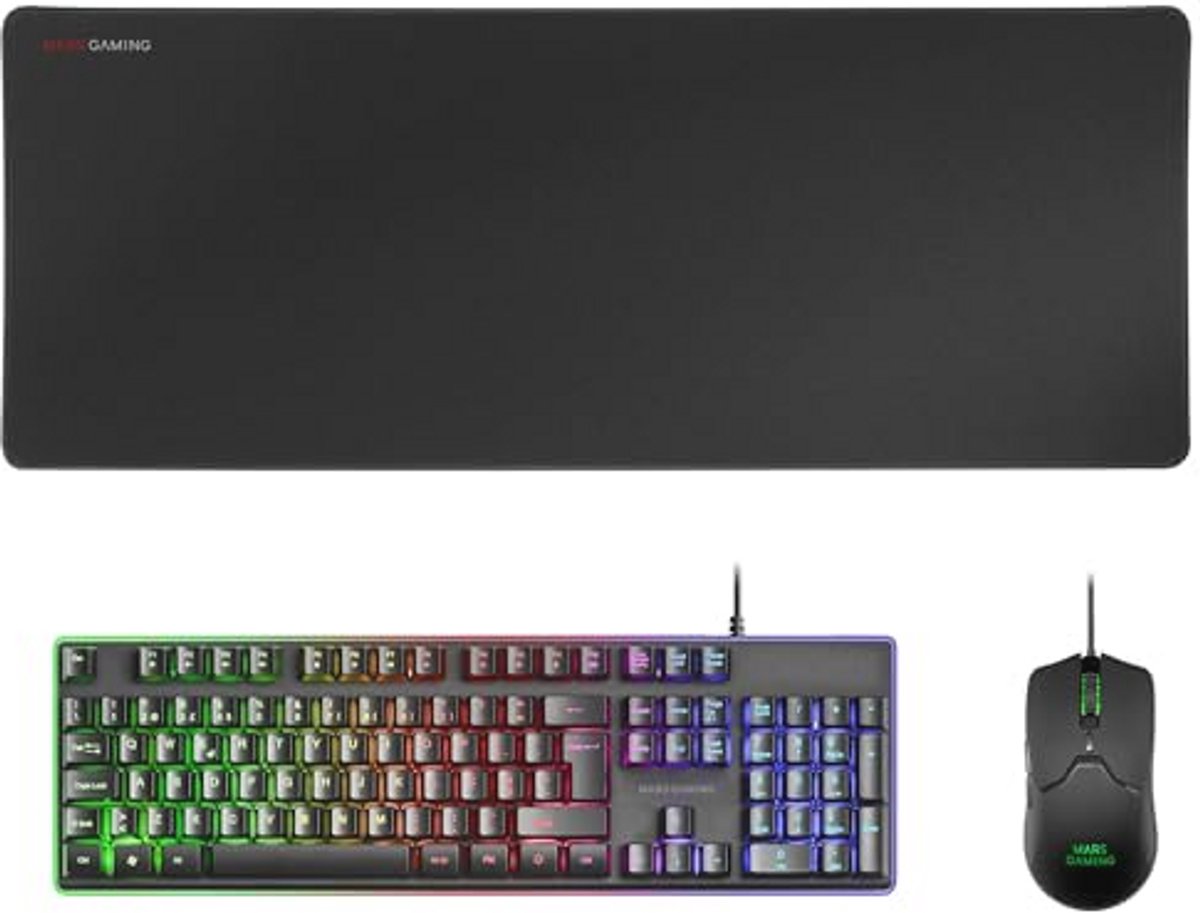 Gaming Combo H-Mech Toetsenbord, Ultralight Muis en XXL Muismat - Zwart