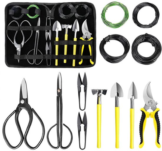 5 populaire bonsaiboompje soorten + extra info over gereedschap en starter kits 23 Bonsai bomen Gereedschap 13-delig