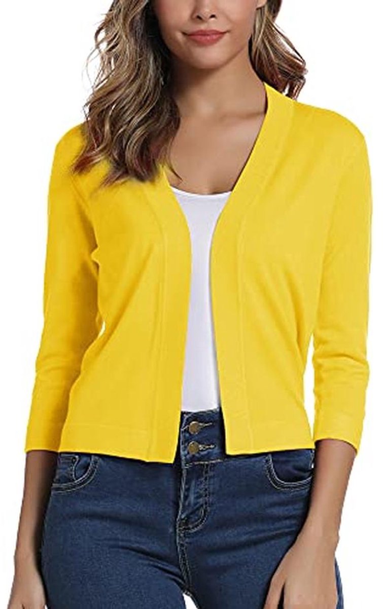 Elegante Dames 3/4 Mouw Cardigan met Open Voorkant
