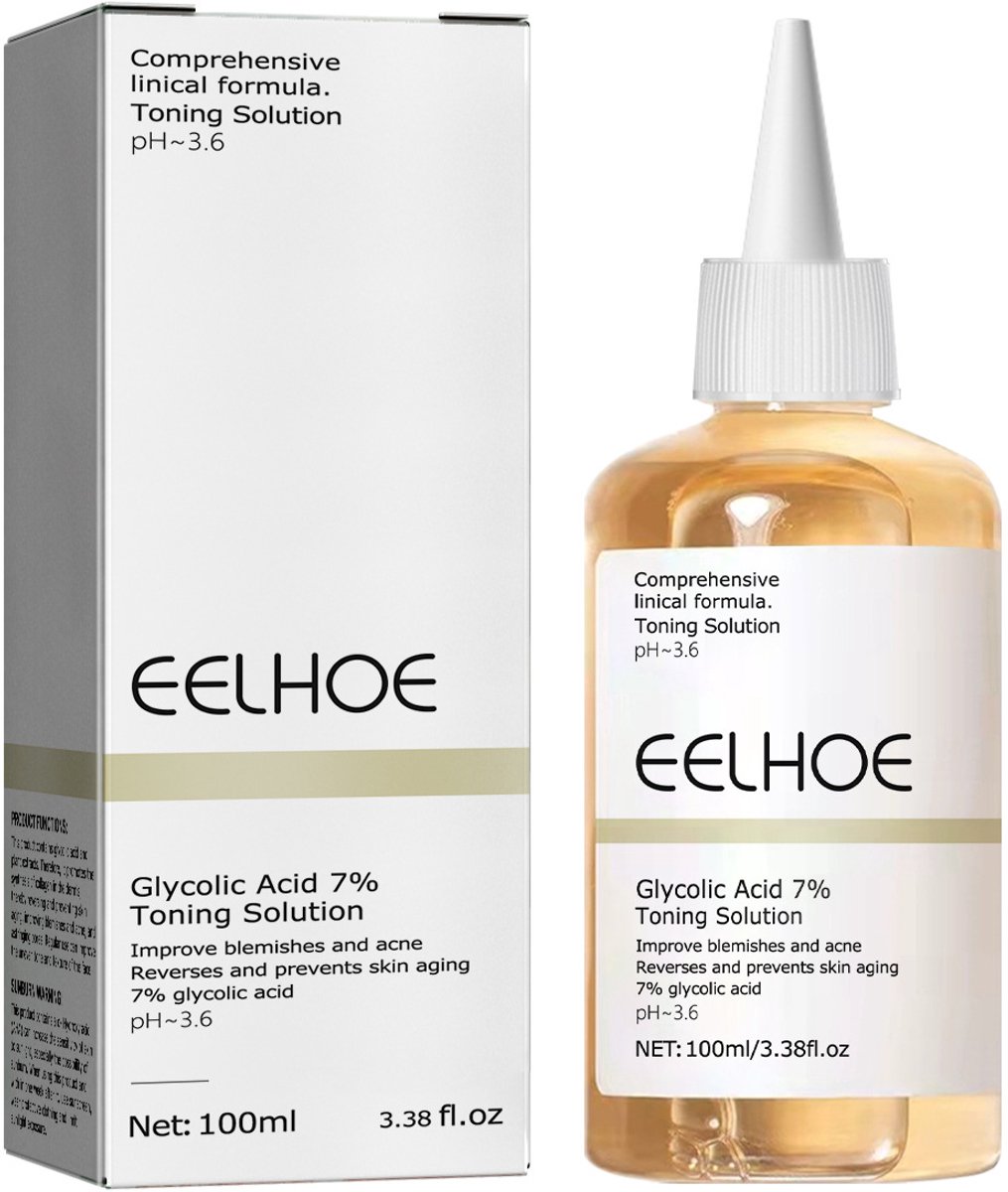 EELHOE | Glycolzuur 7% Toner | Glycolzuur Toner | Anti-Acne Gezichtsverzorging | Tegen Puisten & Onzuiverheden | Poriën Vernauwende Toner | Exfoliërende Gezichtslotion | Hydraterend & Verzachtend | Anti-Rimpel & Anti-Aging | Stralende Huid | 100ML