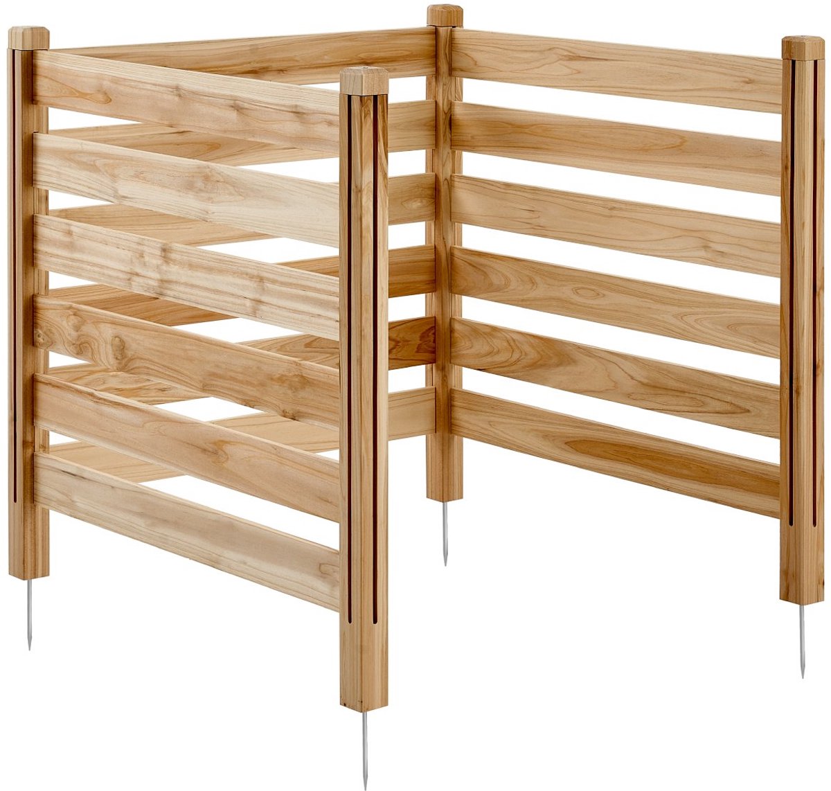 Houten Privacy Tuinscherm - 3-Delig Lattenhek - 91,4 x 91,4 cm per Paneel - Met Metalen Staanders - Voor Airco Omkasting - Zwembadapparatuur Omheining - Afvalbak Ombouw