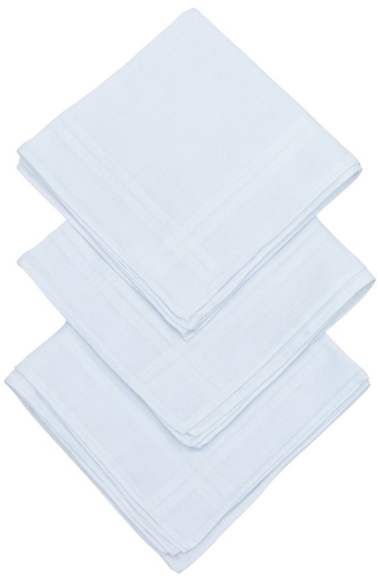 D&L Dames Zakdoeken - Wit - 29 x 29cm - 12 Stuks - 100% Katoen