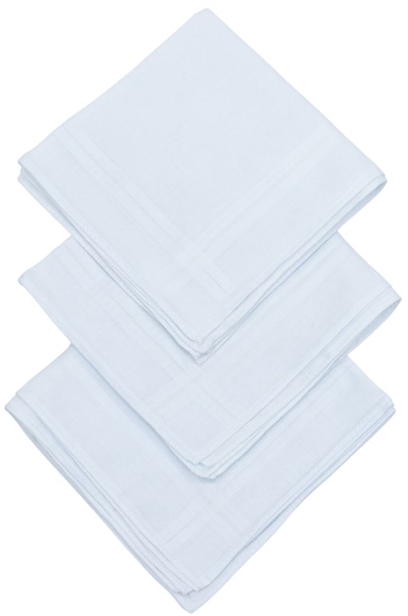 D&L Dames Zakdoeken - Wit - 29 x 29cm - 12 Stuks - 100% Katoen