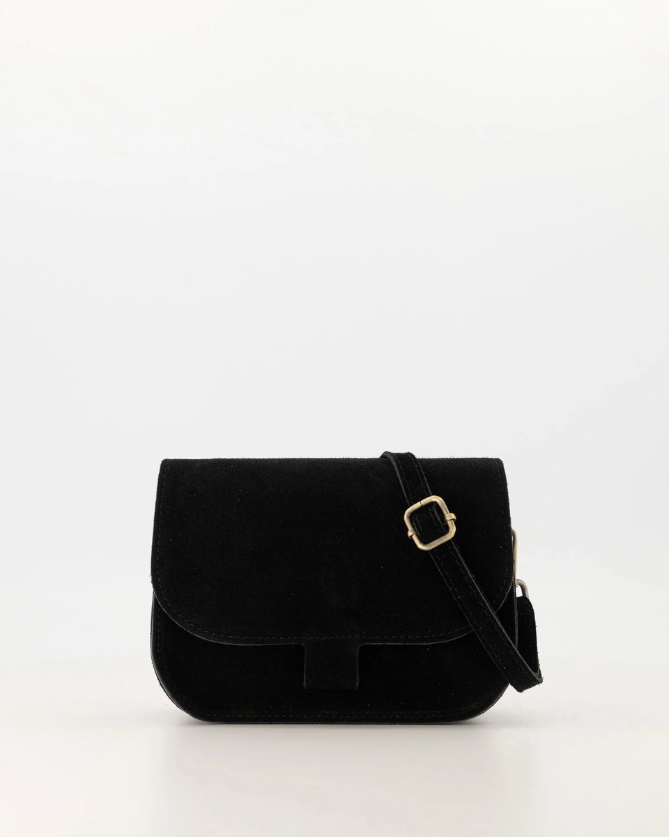tas- zwart -suède -klein tasje -crossbody