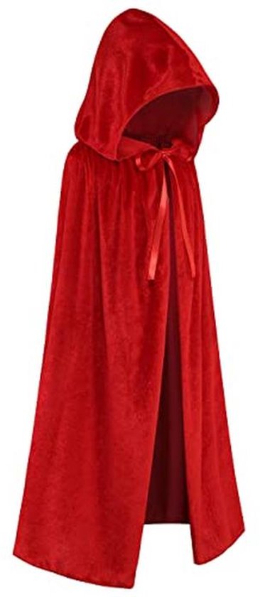 Volwassen Halloween Fluwelen Mantel Cape Capuchon Middeleeuws Kostuum