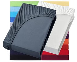 Set van 2 Aangename Waterbed & Boxspring Hoeslakens 200 x 220 cm - 100% Katoen, Antraciet & Natuurlijk Wit