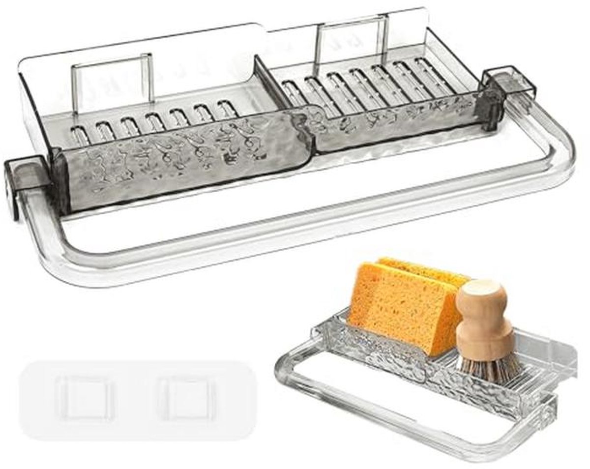 Hangende Keukensponshouder zonder Boren - Transparante Organizer voor Spons en Handdoek