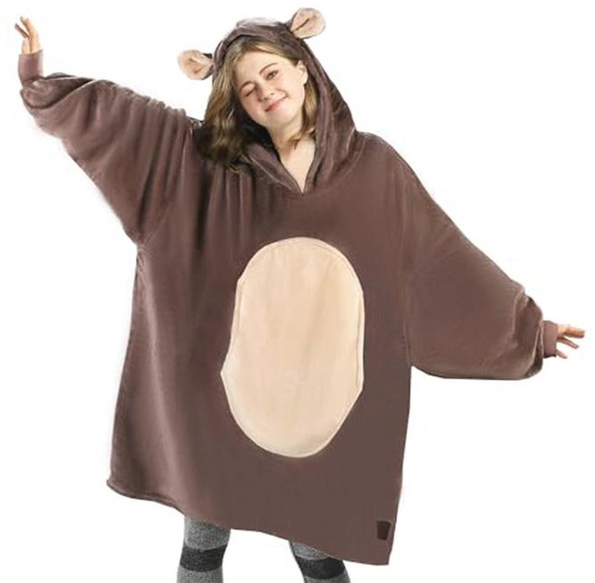 Oversized Sherpa Hoodie Deken voor Volwassenen, Zacht en Warm met Capuchon en Voorkantzak