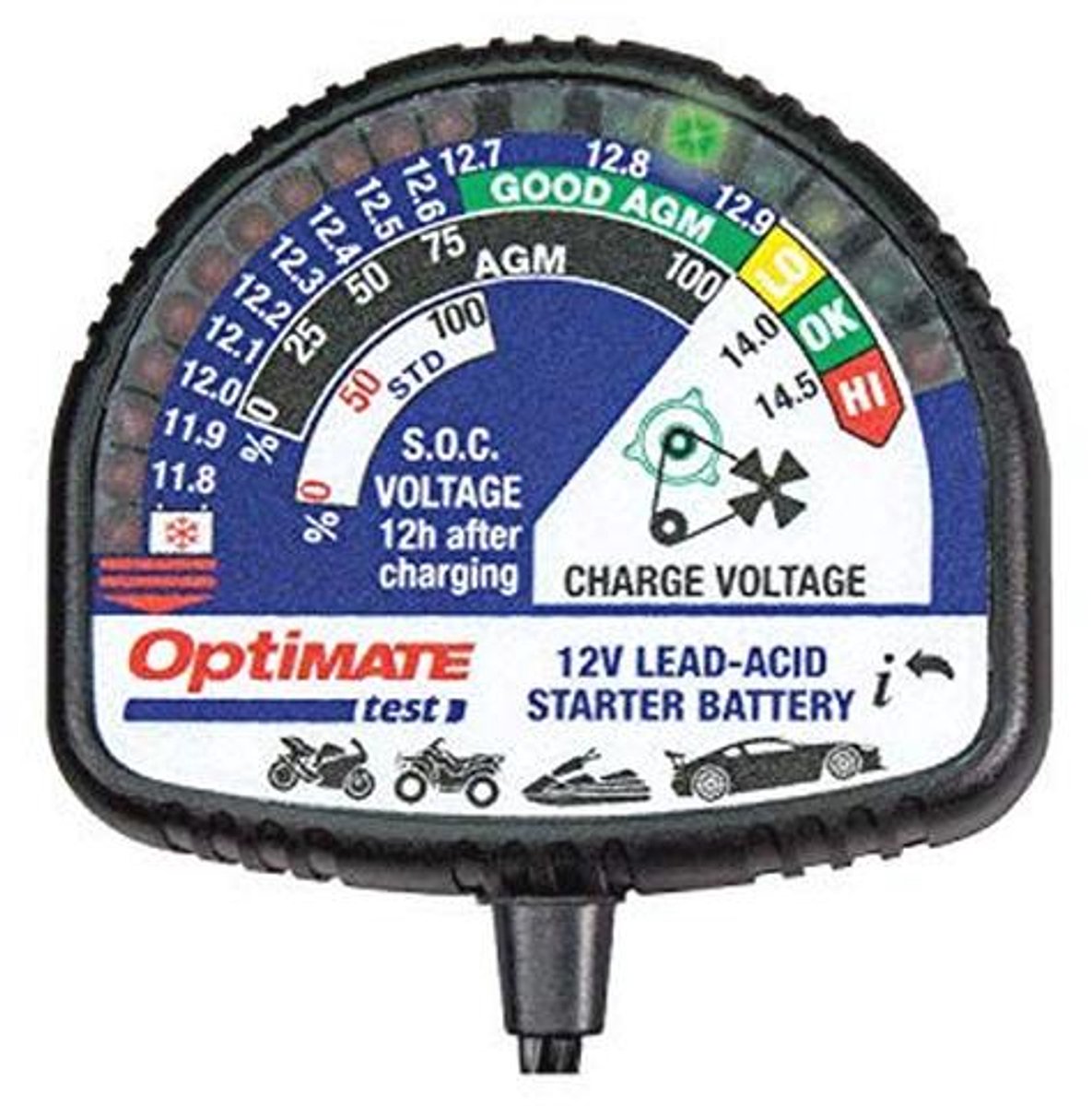 Laadtester voor 12V loodzuurbatterijen - Accustatus en testapparaat