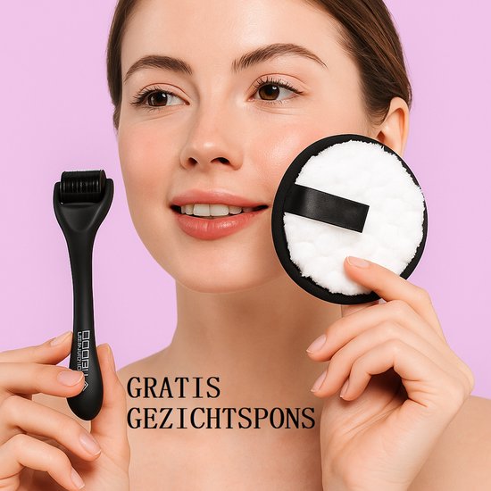 Dermaroller & Gezichtspons – Derma Roller 0,5 mm -Baardroller – 540 Titanium Naalden – Microneedling voor Huid, Littekens & Baardgroei - Dermarollers - micro needling - skin roller - Haargroei - Steriel verpakt