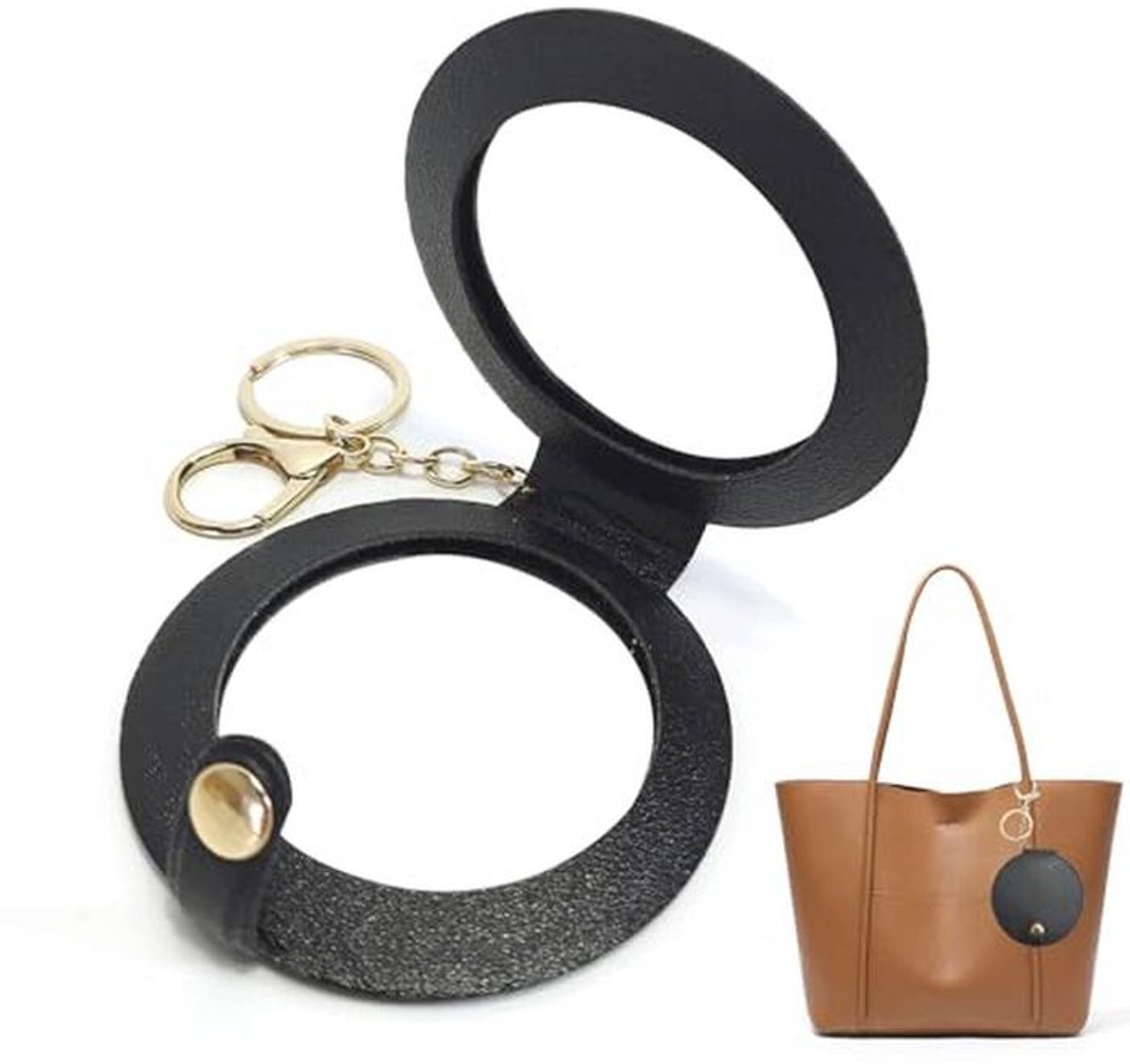 Handtas Make-upspiegel 8 cm met Sleutelhanger - Elegant en Draagbaar