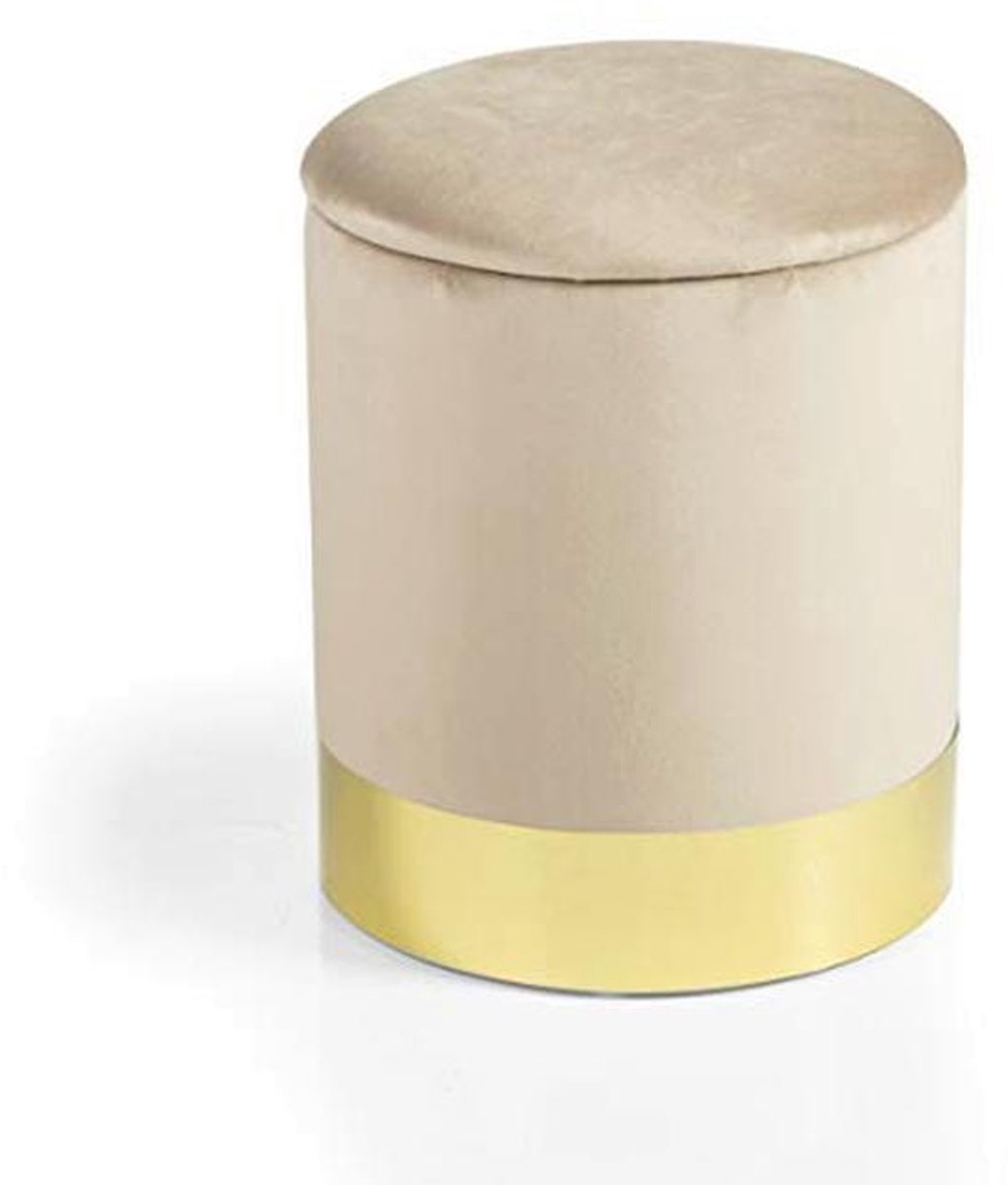 Opslag Ottoman in fluweel met vergulde basis stijl glam Beige