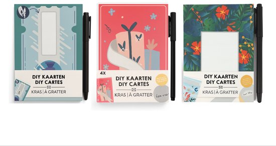 Set de 12 cartes à gratter à DIY – Stylo inclus – Créez vos propres Cartes de vœux uniques | Astuce cadeau Sinterklaas & Noël