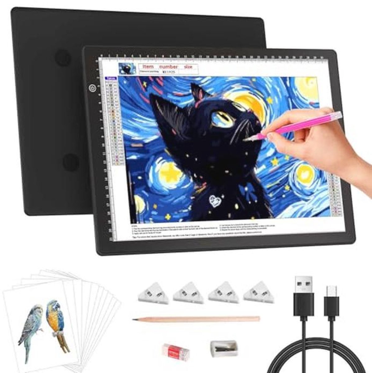 Lichtpad A4 met Clips - Perfect voor Tekeningen en Illustraties