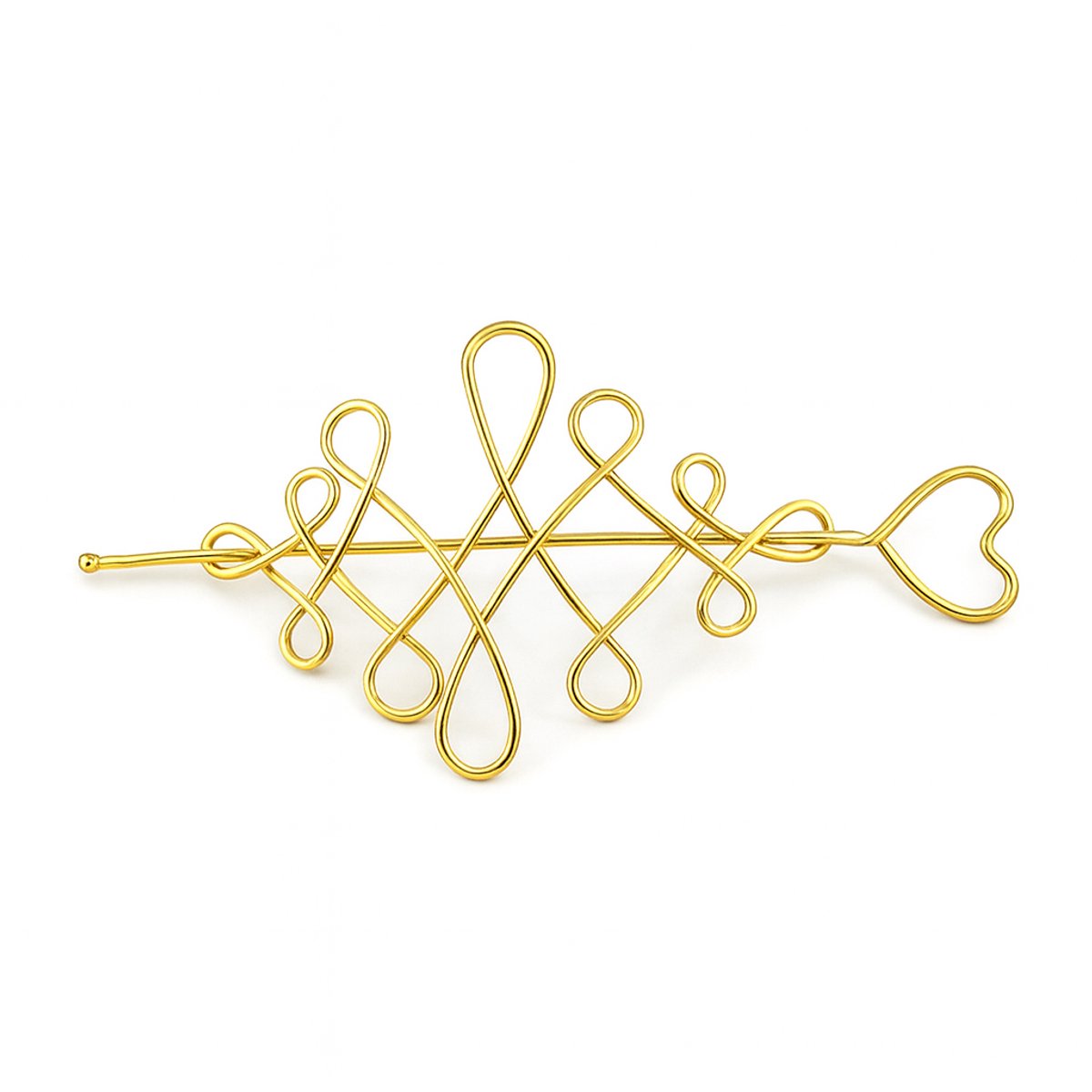 Goudkleurige haarspeld chinese knoop met hairpin stick met hart