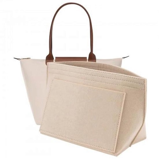 Foto: Vilten organizer voor opvouwbare tas multi tasorganizer voor longchamp tassen organizer voor lippenstift en sleutels beige l 