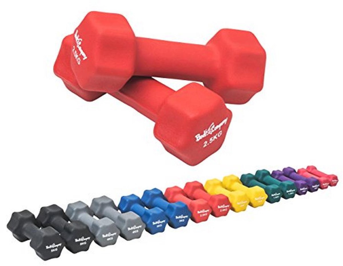 Neopreen Halters 2 x 2,5 kg voor Fitness, Aerobics en Gym Thuis - Korte Dumbbells
