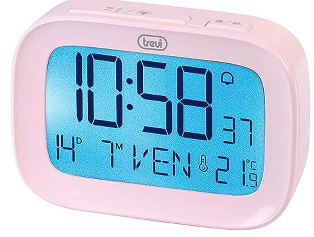 Digitale wekker met thermometer en groot LCD-display - Roze