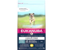 EUKANUBA Grain Free Food for adult dogs of small and medium breeds, rich in chicken, 3 kg