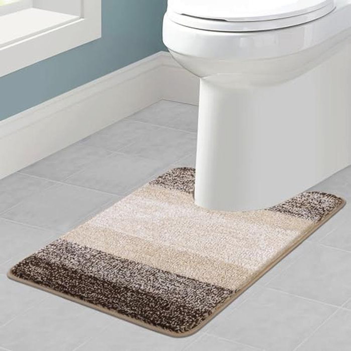 U-vorm Toiletmat 50 x 60 cm - Ultra Zacht en Antislip Badkamer Mat - Wasbare en Absorberende Mat in Koffiebruin